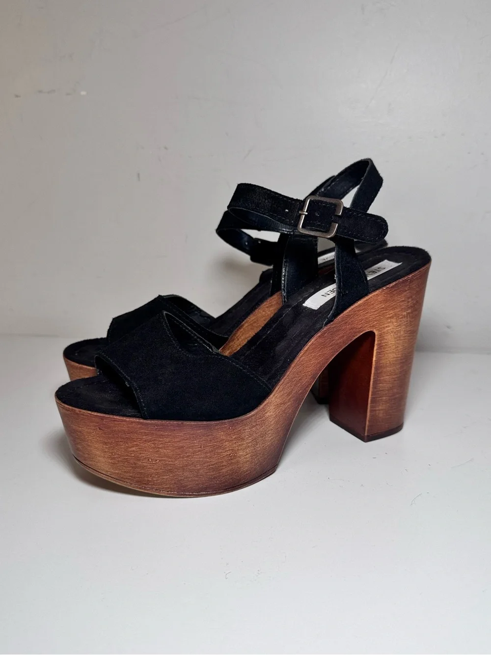 Steve Madden Lulla Black Suede Platform Heels